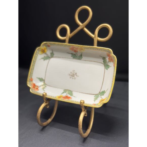 Vintage Nippon Hand-Painted Trinket Dish – 7.5" W x 4.5" H - Picture 2 of 10